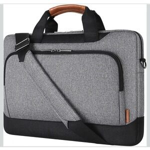 DOMISO 17 Inch Laptop Messenger Bag Grey Water Resistant Briefcase Case